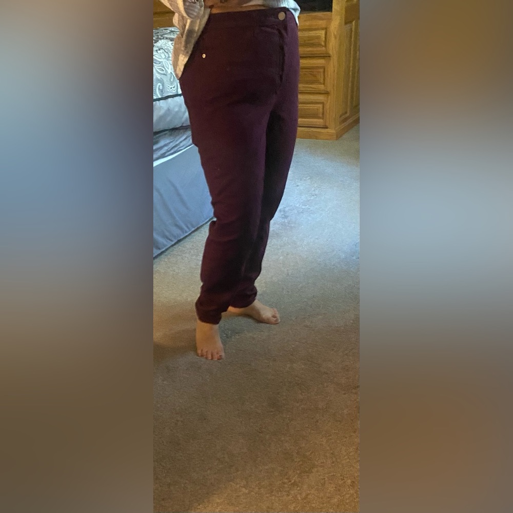 Talbot Burgandy High Waist Ankle Jegging